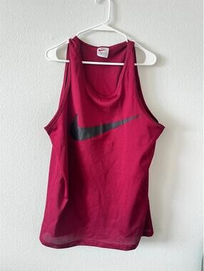 Vintage Nike Big Swoosh Red Tank Black Top Large